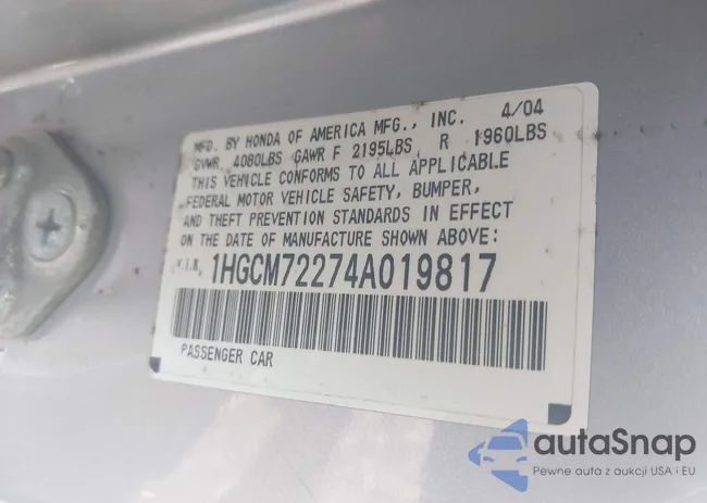 1HGCM72274A019817: 42546717