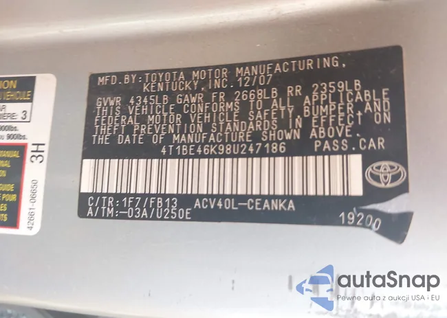 4T1BE46K98U247186: 42546874