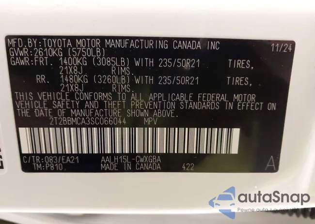 2T2BBMCA3SC066044: 42546485