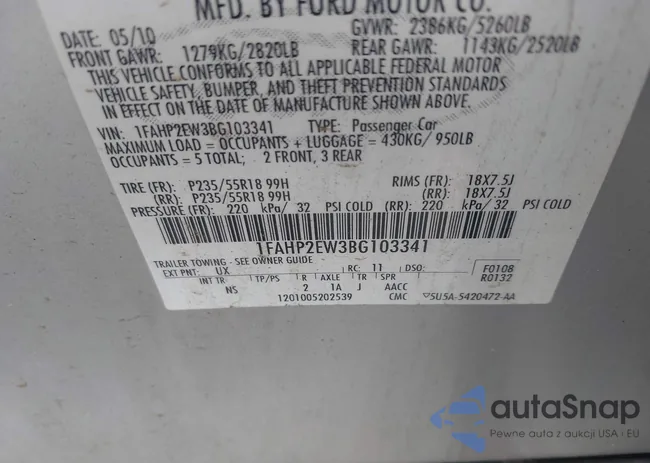 1FAHP2EW3BG103341: 42547710