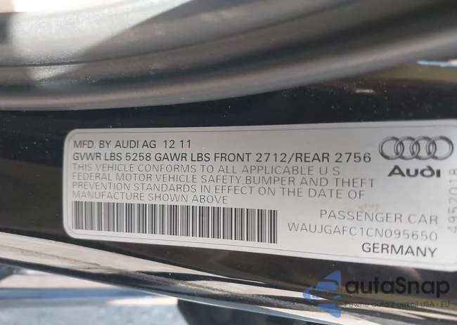 WAUJGAFC1CN095650: 42547727