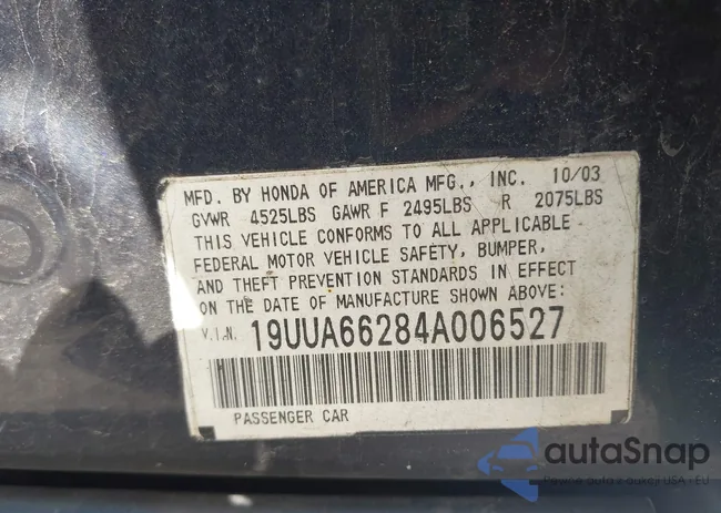 19UUA66284A006527: 42547927