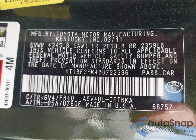 4T1BF3EK4BU722596: 42548102