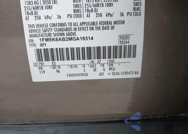 1FM5K8AB2MGA18314: 42548118