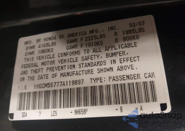 1HGCM56777A119897: 42547288