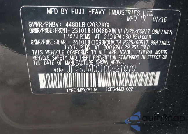 JF2SJADC1GG521070: 42547381