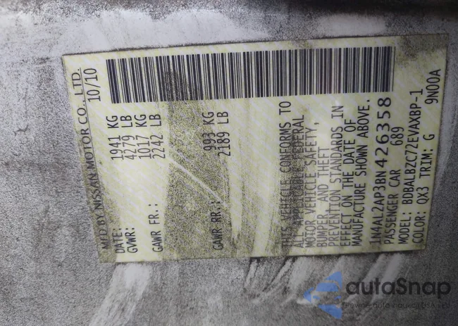 1N4AL2AP3BN426358: 42547393