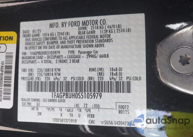 1FAGP8UH0S5105979: 42547405