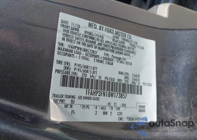 1FAHP3FN1BW173857: 42549069