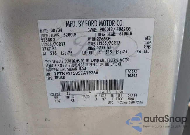 1FTNF21585EA19366: 42548208