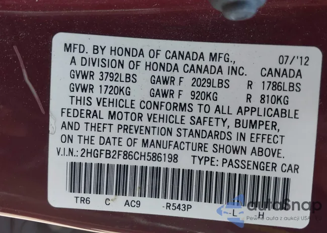 2HGFB2F86CH586198: 42548310