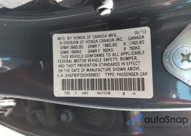 2HGFB2F53CH599657: 42548481