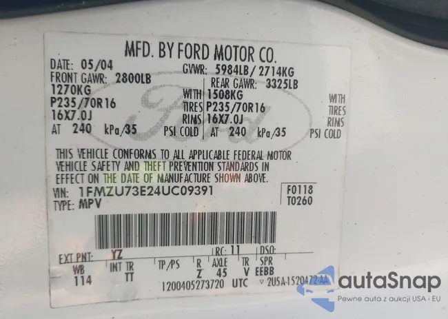 1FMZU73E24UC09391: 42549570