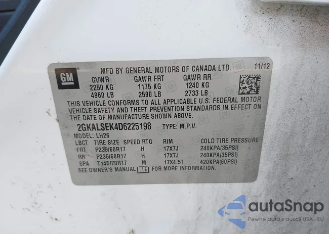 2GKALSEK4D6225198: 42549725