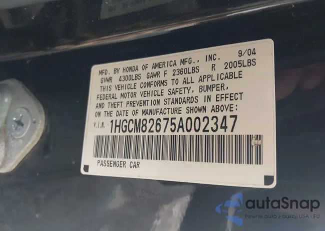 1HGCM82675A002347: 42549835