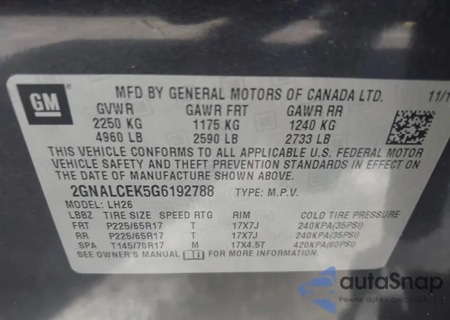 2GNALCEK5G6192788: 42549892