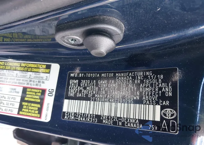 2T1BURHE4KC201295: 42549957