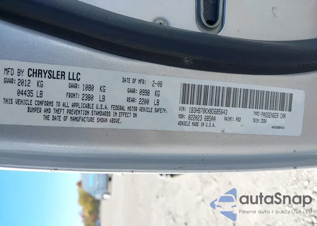 1B3HB78KX8D685643: 42550031