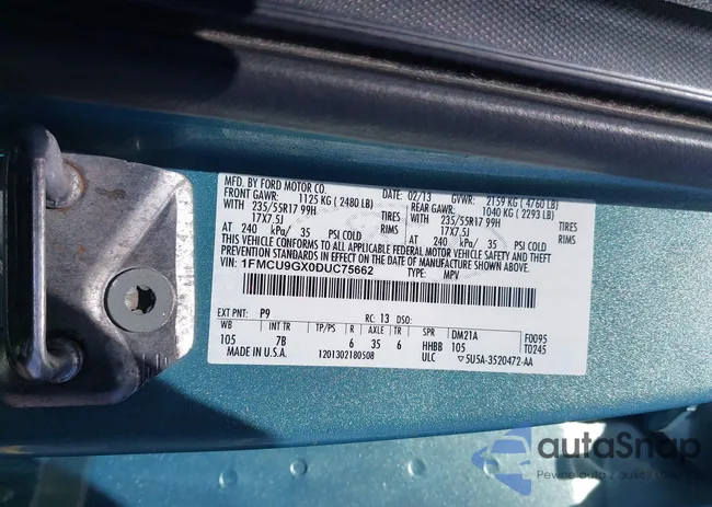 1FMCU9GX0DUC75662: 42549360