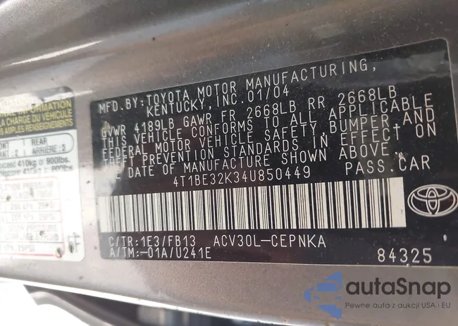 4T1BE32K34U850449: 42549446