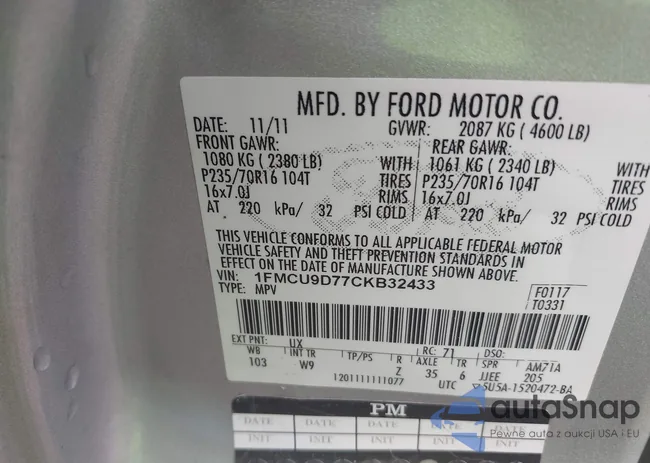 1FMCU9D77CKB32433: 42549527