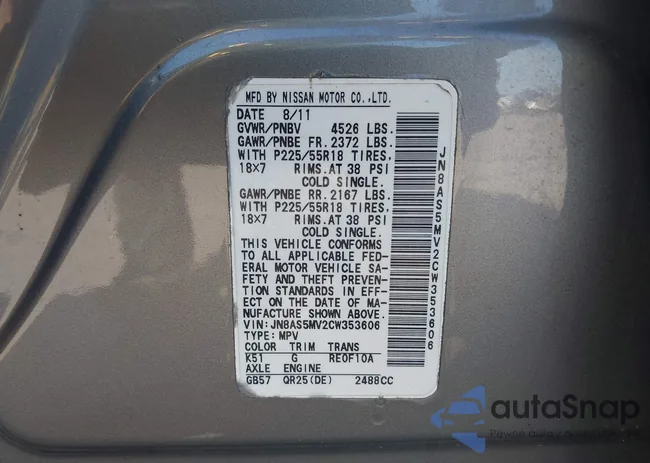 JN8AS5MV2CW353606: 42550733