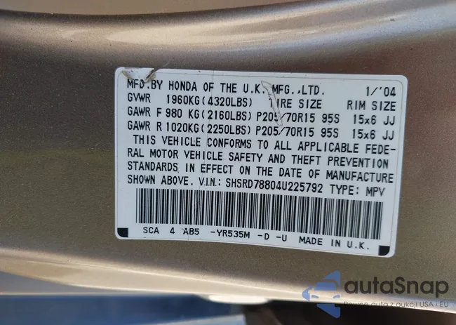 SHSRD78804U225792: 42550227