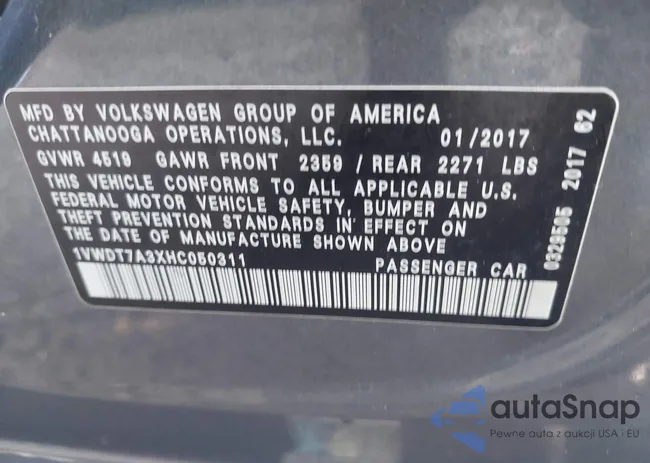 1VWDT7A3XHC050311: 42550403