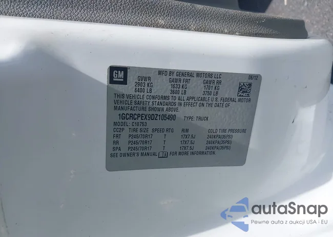 1GCRCPEX9DZ105490: 42550425