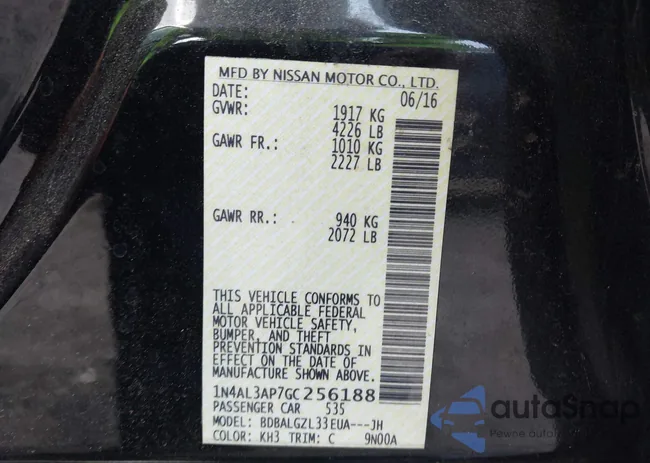 1N4AL3AP7GC256188: 42550473