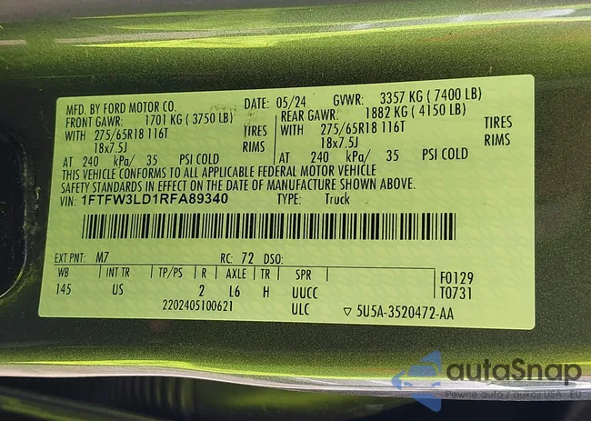 1FTFW3LD1RFA89340: 42551627