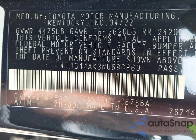 4T1G11AK3NU686869: 42551775