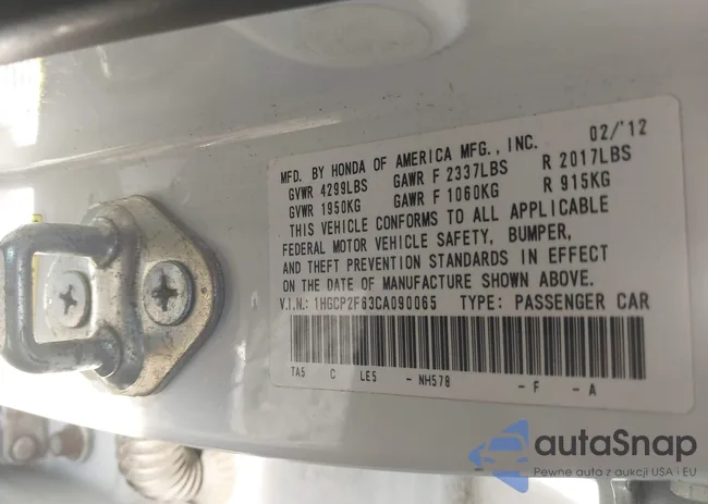 1HGCP2F63CA090065: 42551990