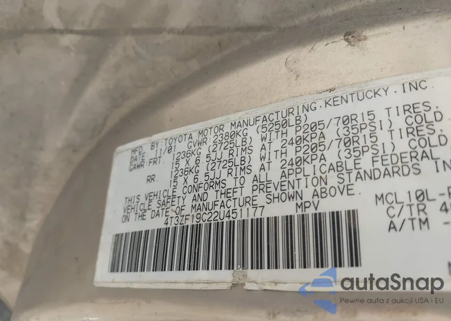 4T3ZF19C22U451177: 42552075