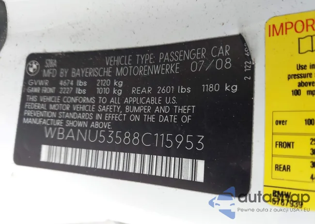 WBANU53588C115953: 42552143