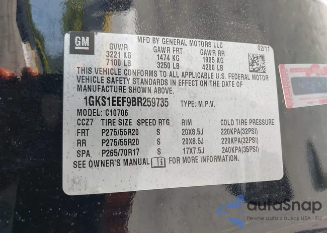 1GKS1EEF9BR259735: 42551172