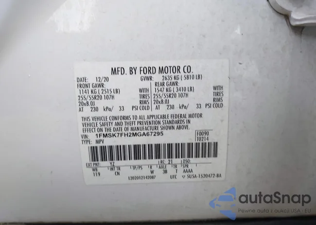 1FMSK7FH2MGA67295: 42551341