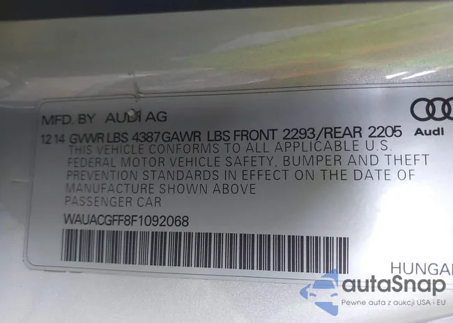 WAUACGFF8F1092068: 42552586