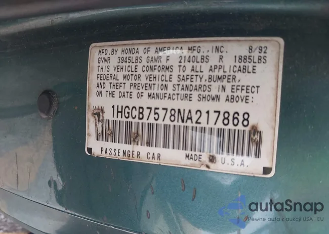 1HGCB7578NA217868: 42552615