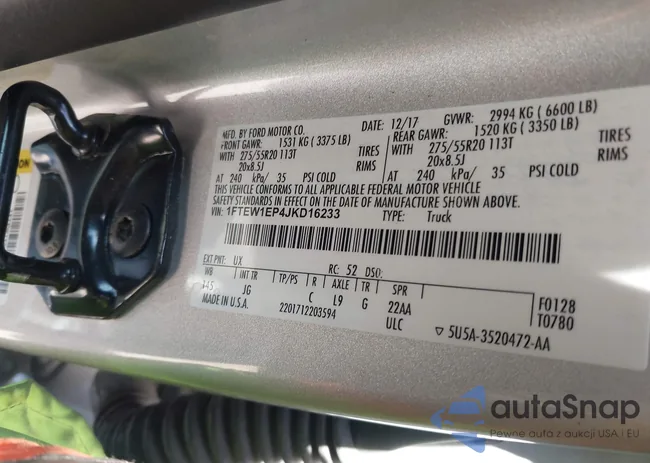 1FTEW1EP4JKD16233: 42552620