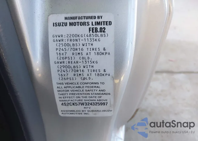 4S2CK57W324325997: 42552642