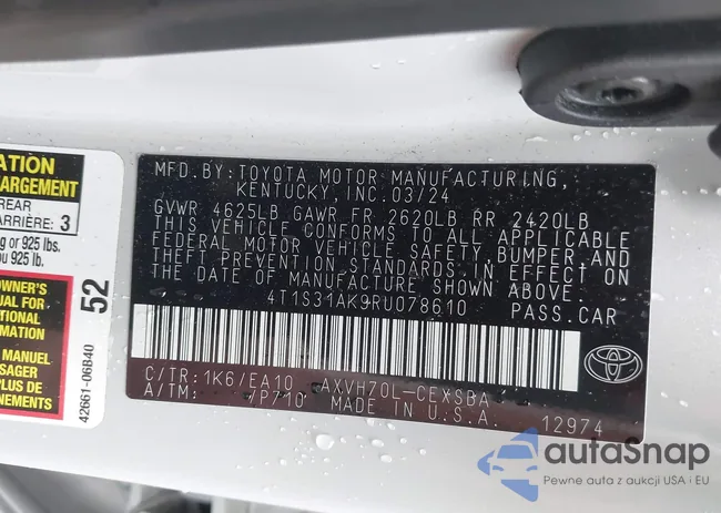 4T1S31AK9RU078610: 42552767