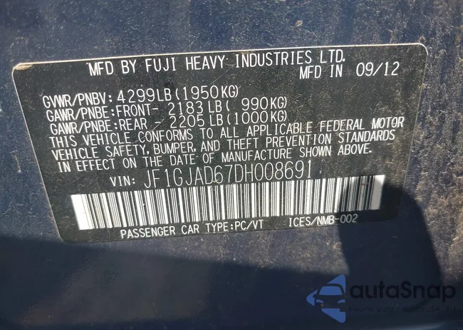 JF1GJAD67DH008691: 42552793