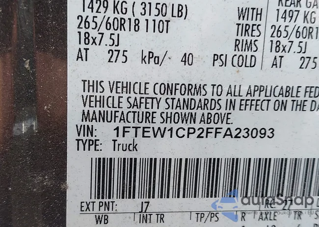 1FTEW1CP2FFA23093: 42552860