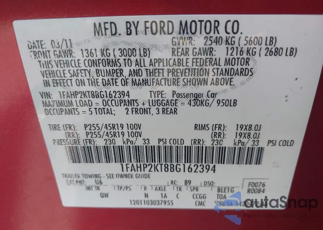 1FAHP2KT8BG162394: 42552237