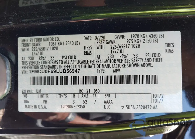 1FMCU0F69LUB56947: 42553612