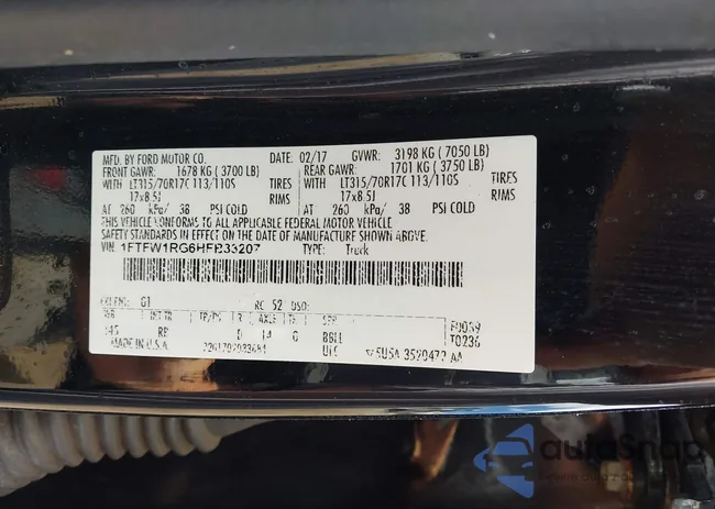 1FTFW1RG6HFB33207: 42553619