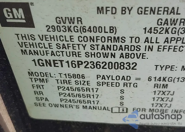 1GNET16P236200832: 42553627