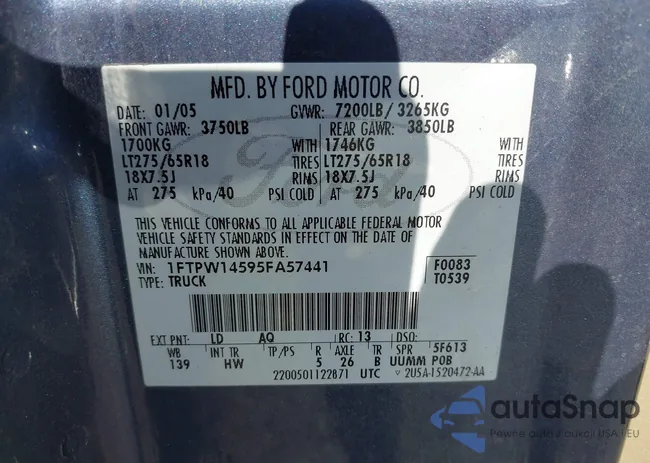 1FTPW14595FA57441: 42553658