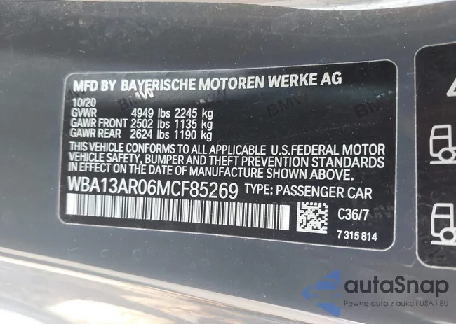 WBA13AR06MCF85269: 42553151